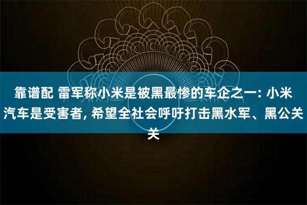 靠谱配 雷军称小米是被黑最惨的车企之一: 小米汽车是受害者, 希望全社会呼吁打击黑水军、黑公关